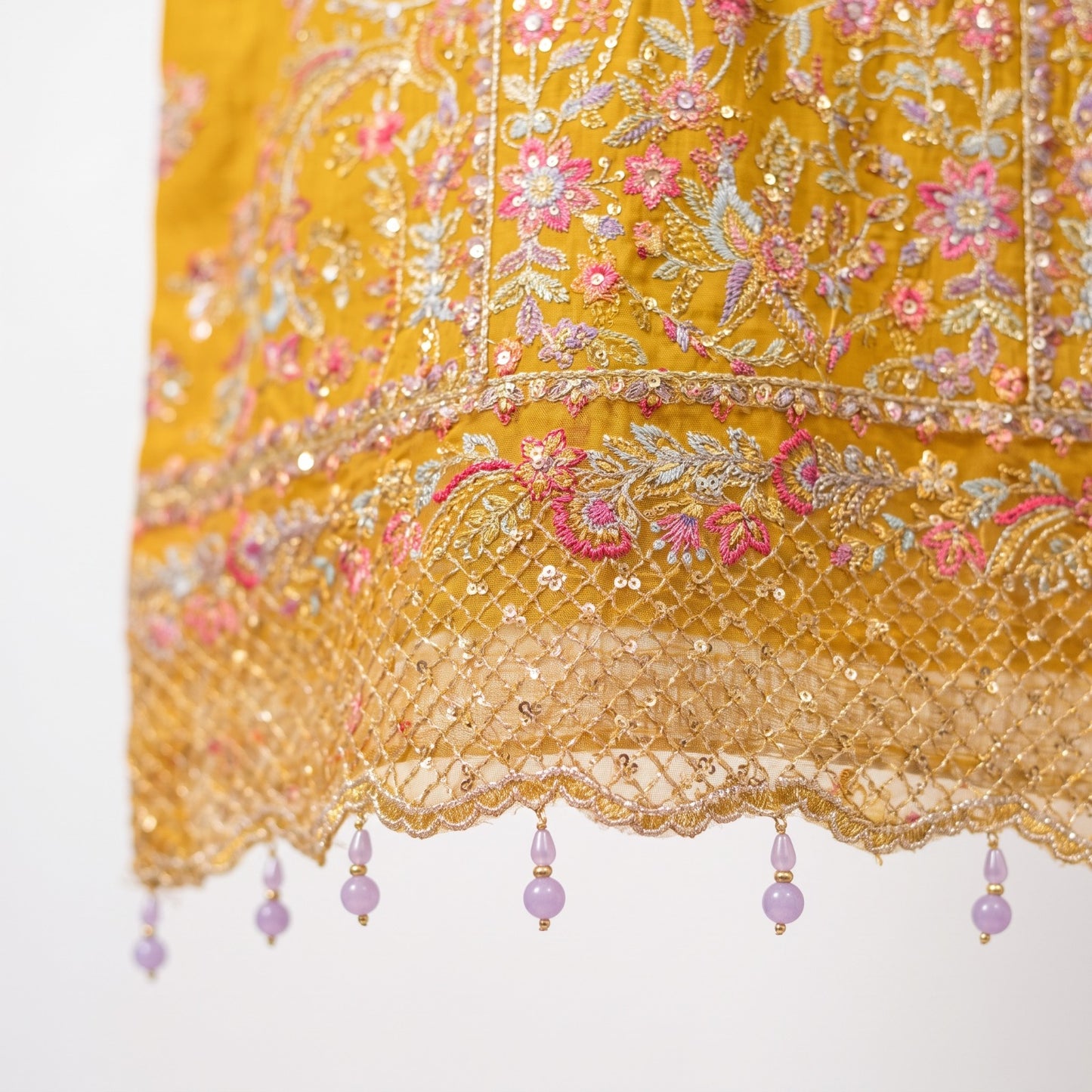 Mustard Yellow Embroidered 3-Piece Stitched Suit (Saffron Bloom) 1002